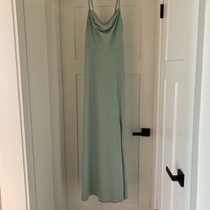 Birdy Grey cowl neck bridesmaids in color seaglass